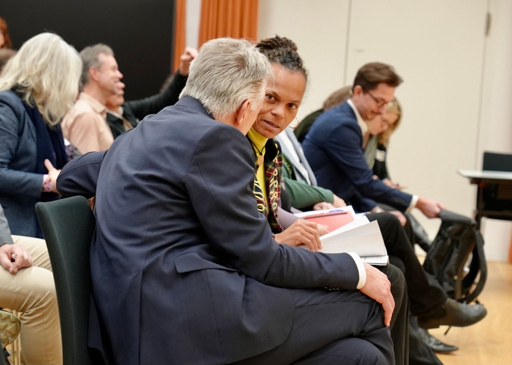 Workshop participants talking to each other